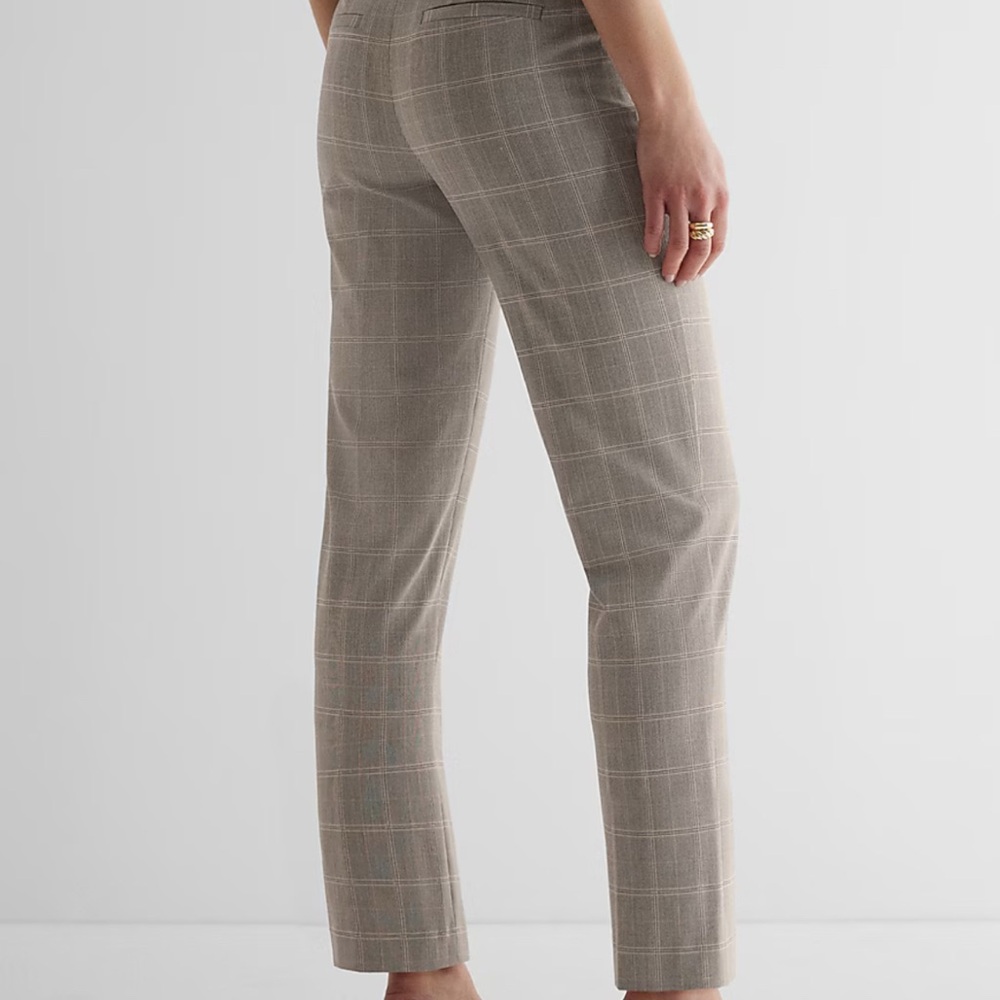 Editor Super High Waisted Plaid Straight Ankle Pant Trousers